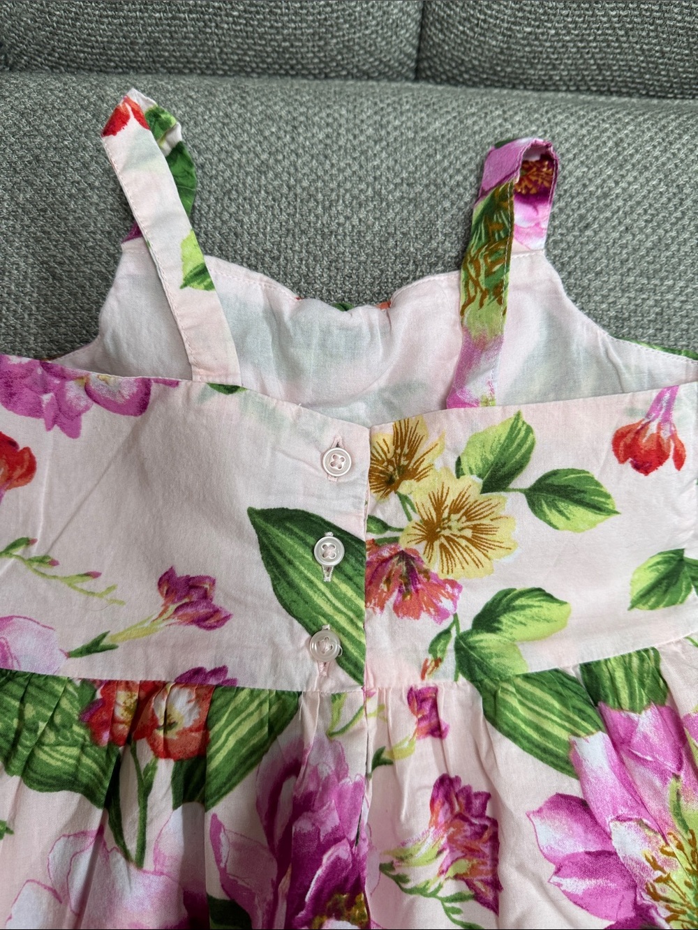 Janie and Jack  Pink Floral Tiered Sundress with Green Leaf Print - Picture 10 of 10